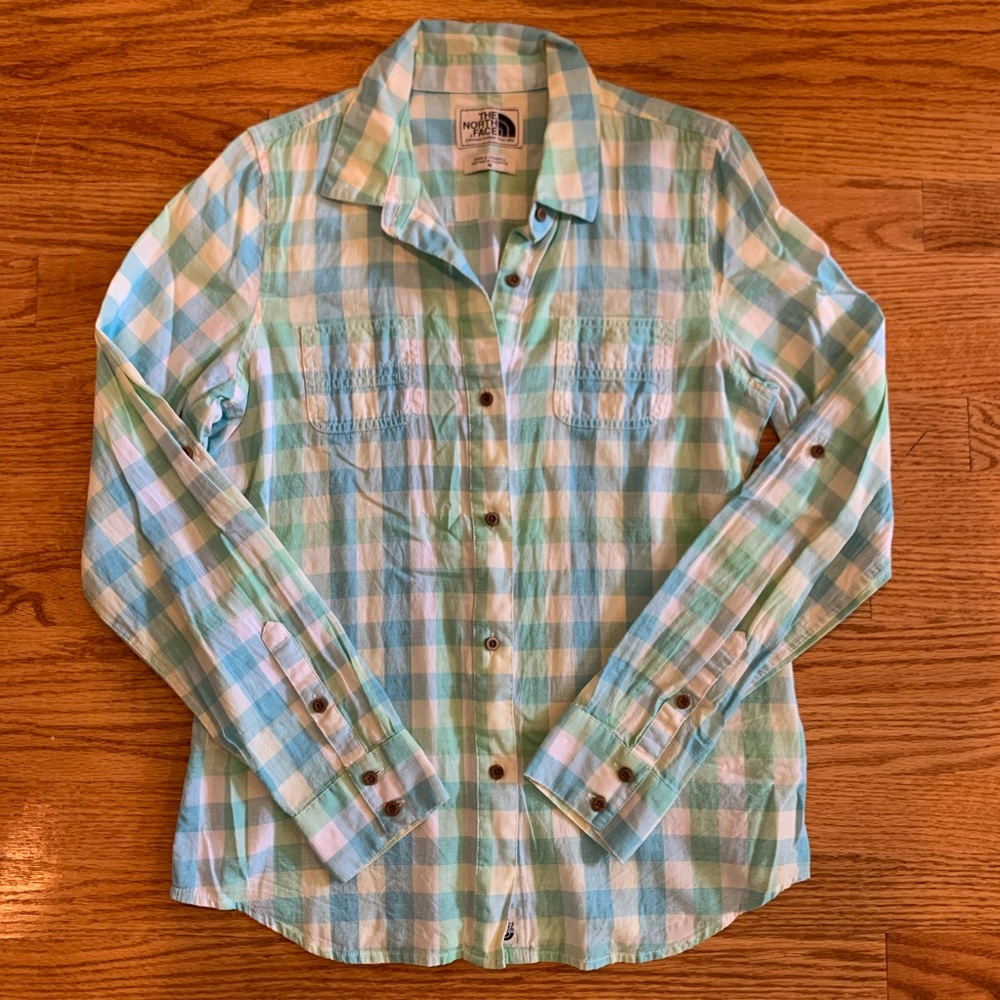 North Face Checkered Long Sleeve Button Down Shirt